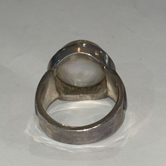 925 Sterling silver & South Sea Pearl chunky ring statement cocktail Sz 8 11.7g - Picture 5 of 7